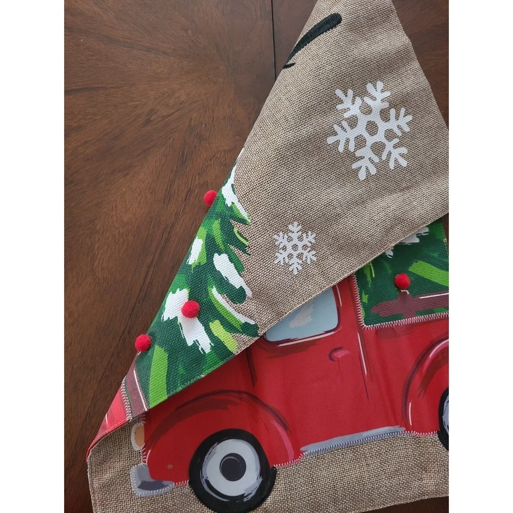 Set of 3 House Flags Welcome Double Sided Burlap‎ Christmas Santa Fall